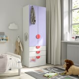 SMÅSTAD / PLATSA Guardaroba, bianco lilla/con 3 cassetti, 60x42x181 cm