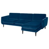 SMEDSTORP Divano a 4 posti con chaise-longue, Djuparp verde-blu scuro/nero