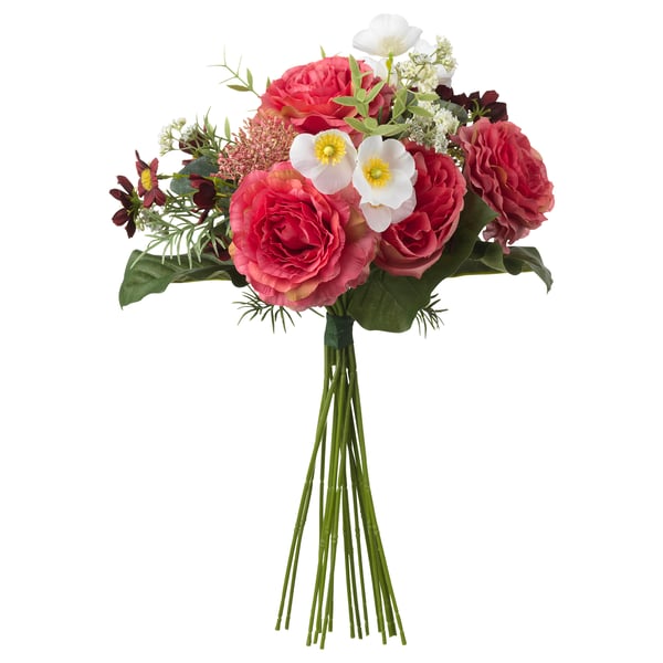 SMYCKA Bouquet artificiale, rosa scuro, 50 cm