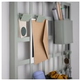 SNICKRA Set pannello portaoggetti, 8 pezzi, grigio-verde, 38x38 cm