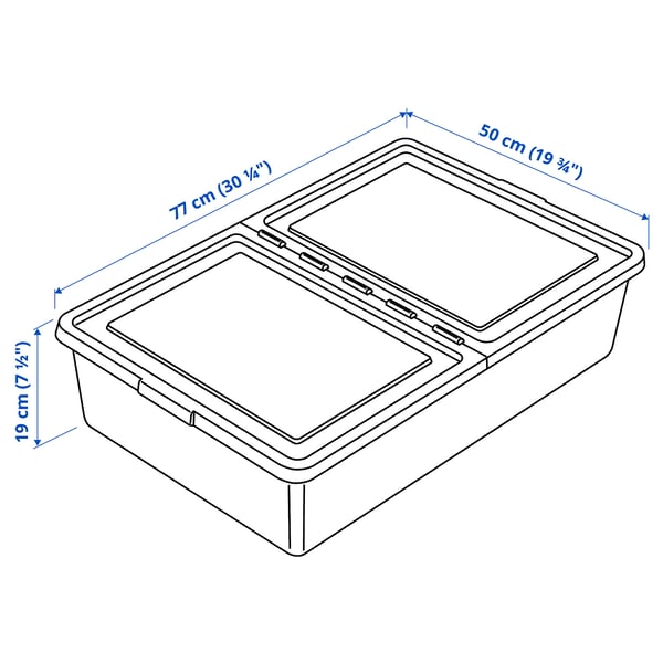 SOCKERBIT Contenitore con coperchio, bianco, 50x77x19 cm
