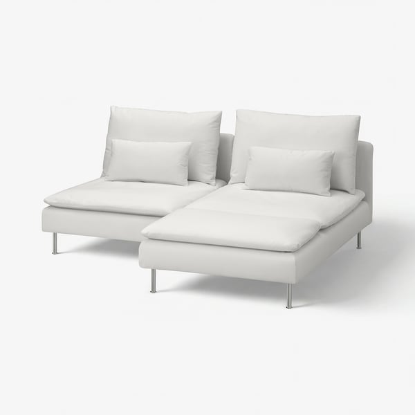 SÖDERHAMN Divano a 2 posti con chaise-longue, Blekinge bianco