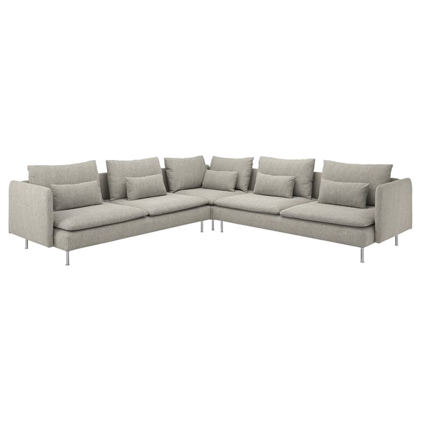 SÖDERHAMN Divano angolare a 6 posti, Viarp beige/marrone