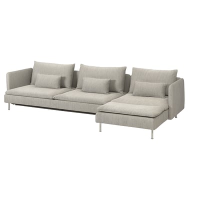 SÖDERHAMN Divano letto a 4 posti, con chaise-longue/Viarp beige/marrone