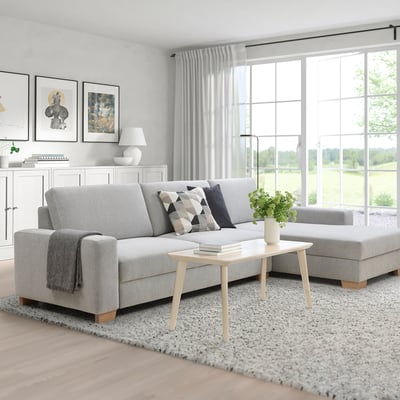 SÖRVALLEN Divano a 4 posti, con chaise-longue, destra/Tallmyra nero/bianco