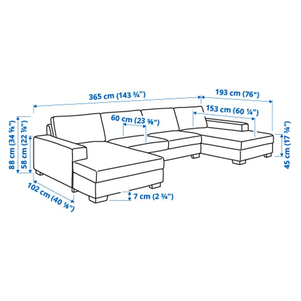 SÖRVALLEN Divano a 4 posti con chaise-longue, Tallmyra grigio fumo