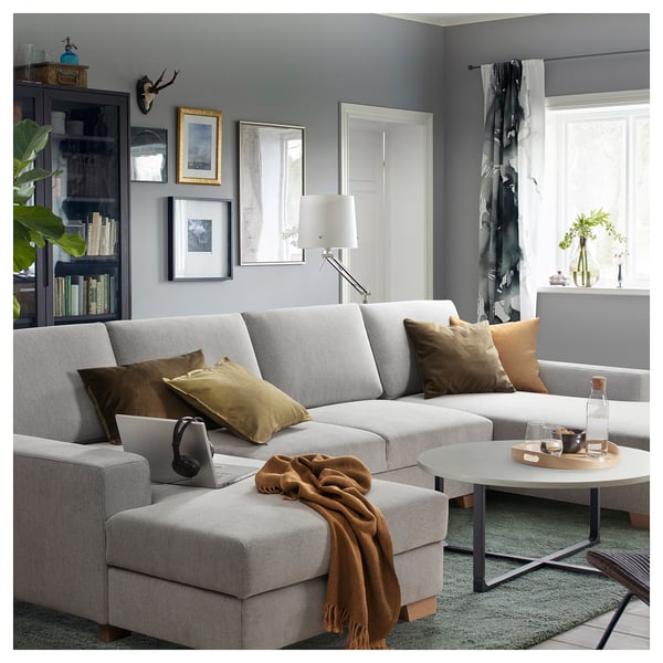 SÖRVALLEN Divano a 4 posti con chaise-longue, Tallmyra nero/bianco