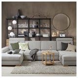 SÖRVALLEN Divano a 4 posti con chaise-longue, Tallmyra nero/bianco