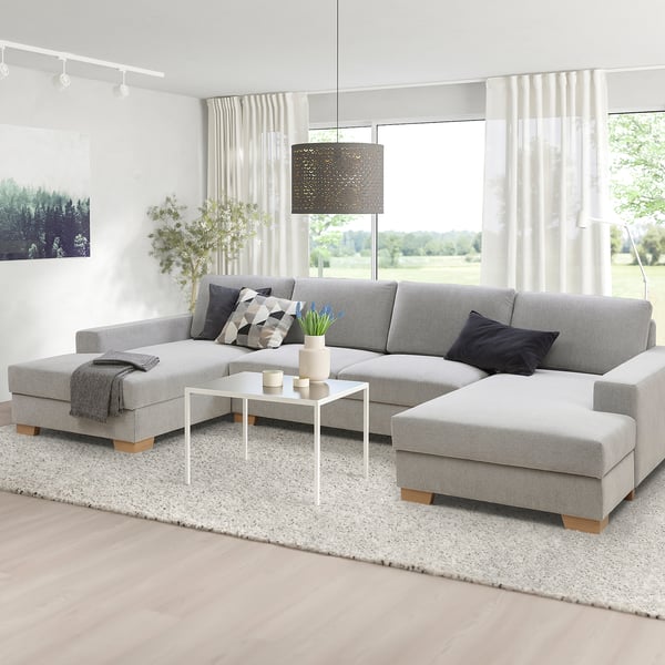 SÖRVALLEN Divano a 4 posti con chaise-longue, Tallmyra nero/bianco