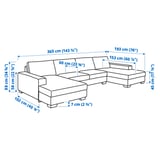 SÖRVALLEN Divano a 4 posti con chaise-longue, Tallmyra nero/bianco