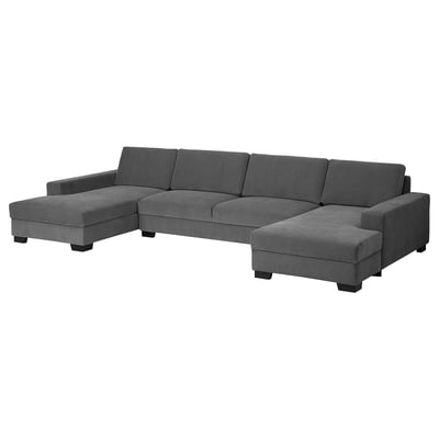 SÖRVALLEN Divano a 5 posti, con chaise-longue/Tallmyra grigio fumo