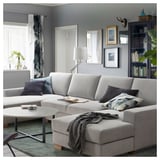 SÖRVALLEN Divano a 5 posti, con chaise-longue/Tallmyra nero/bianco