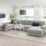 SÖRVALLEN Divano a 5 posti, con chaise-longue/Tallmyra nero/bianco