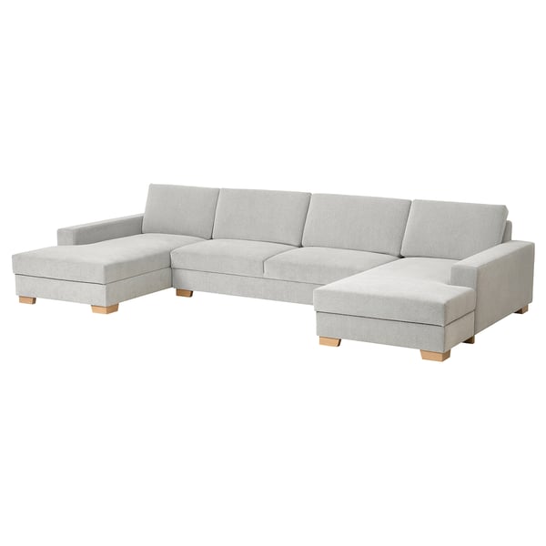 SÖRVALLEN Divano a 5 posti, con chaise-longue/Tallmyra nero/bianco