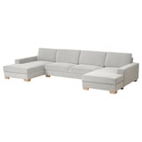 SÖRVALLEN Divano a 5 posti, con chaise-longue/Tallmyra nero/bianco