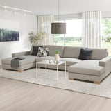 SÖRVALLEN Divano a 5 posti, con chaise-longue/Viarp beige/marrone