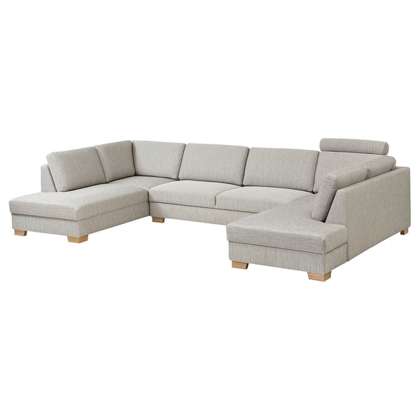 SÖRVALLEN Divano a U, 5 posti, terminali aperti/Viarp beige/marrone