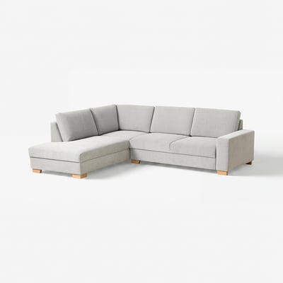 SÖRVALLEN Divano angolare a 3 posti, terminale aperto, sinistro/Tallmyra nero/bianco