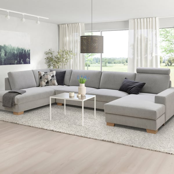 SÖRVALLEN Divano angolare a 5 posti, con chaise-longue, destra/Tallmyra nero/bianco