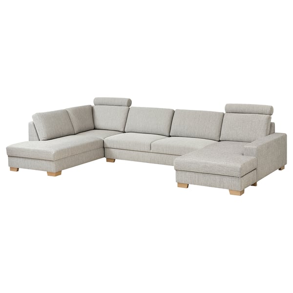 SÖRVALLEN Divano angolare a 5 posti, con chaise-longue, destra/Viarp beige/marrone