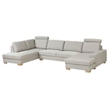 SÖRVALLEN Divano angolare a 5 posti, con chaise-longue, destra/Viarp beige/marrone