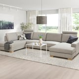 SÖRVALLEN Divano angolare a 5 posti, con chaise-longue, destra/Viarp beige/marrone