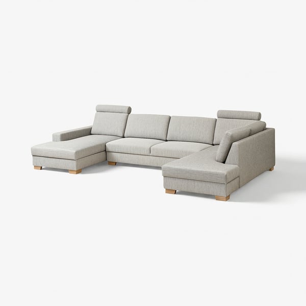 SÖRVALLEN Divano angolare a 5 posti, con chaise-longue, sinistra/Viarp beige/marrone