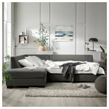 SÖRVALLEN Divano letto angolare, 3 posti, terminale aperto, sinistro/Tallmyra grigio fumo