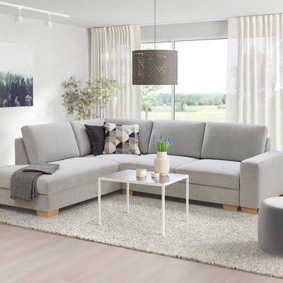 SÖRVALLEN Divano letto angolare, 3 posti, terminale aperto, sinistro/Tallmyra nero/bianco