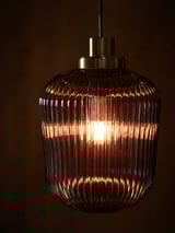 SOLKLINT Lampada a sospensione, ottone/vetro trasparente grigio, 22 cm