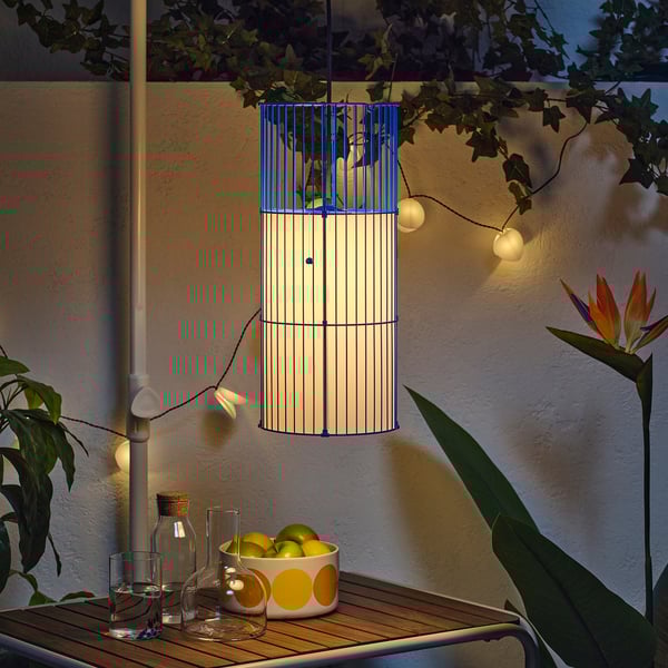 SOLVINDEN Lampada a sospensione, blu, 48 cm