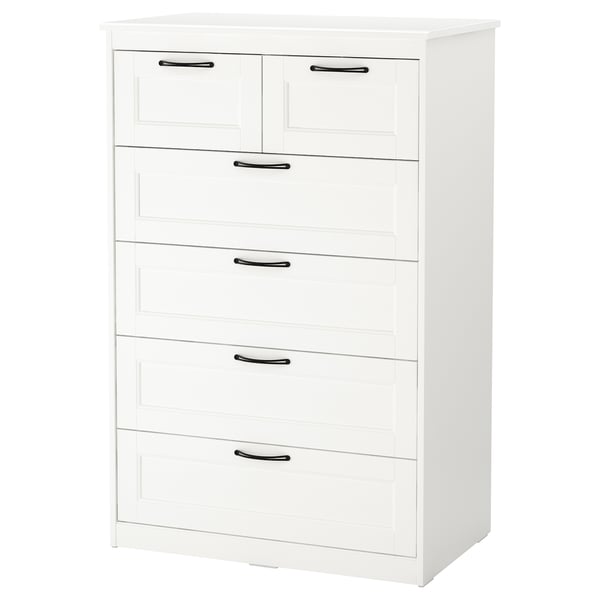 SONGESAND Cassettiera con 6 cassetti, bianco, 82x126 cm