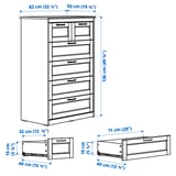 SONGESAND Cassettiera con 6 cassetti, bianco, 82x126 cm