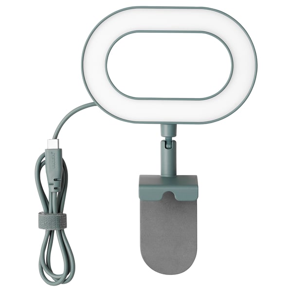 STÄNKREGN Lampada a LED ad anello, intensità luminosa regolabile/turchese