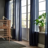STENFRÖ Tenda sottile, 2 teli, blu scuro/con nastro arricciatende, 145x300 cm