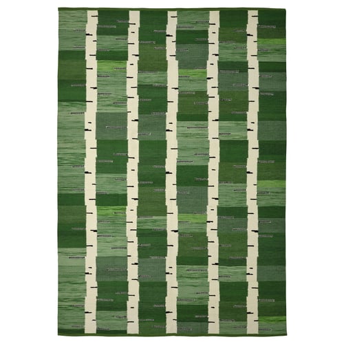 STOCKHOLM 2025 Tappeto, tessitura piatta, verde/bianco/nero tessuto a mano, 170x240 cm