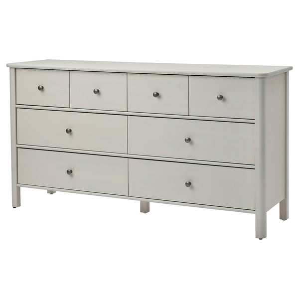 STOREMOLLA Cassettiera con 8 cassetti, grigio chiaro-beige trattato con mordente, 171x50x91 cm
