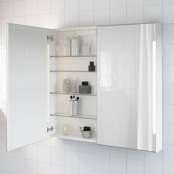 Specchio Bagno Ikea Con Luce.Storjorm Mobile Specchio 2ante Illuminazione Bianco Ikea Svizzera
