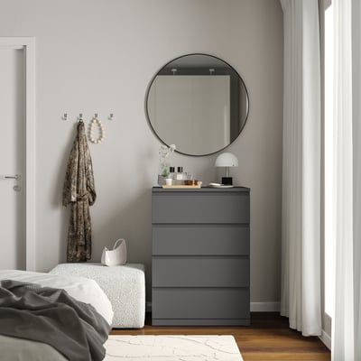 STORKLINTA Cassettiera con 4 cassetti, grigio scuro, 70x50x98 cm