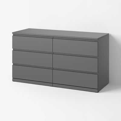STORKLINTA Cassettiera con 6 cassetti, grigio scuro, 140x50x75 cm