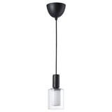 SUNNEBY / MOLNART Lampada a sospensione con lampadina, nero tessuto/a cilindro a righe