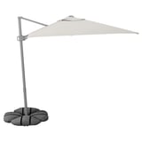 SVALÖN / IGGÖN Ombrellone a sospensione con base, grigio chiaro-beige/grigio scuro, 300x200 cm