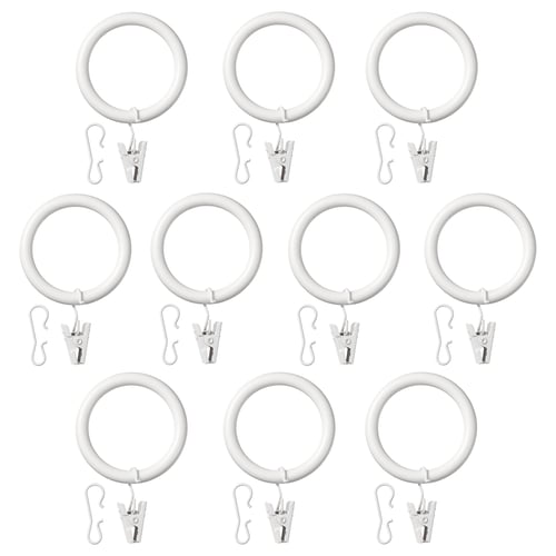 SYRLIG Anello per tende con clip e gancio, bianco, 38 mm