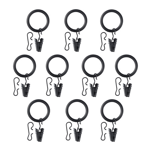 SYRLIG Anello per tende con clip e gancio - nero - IKEA