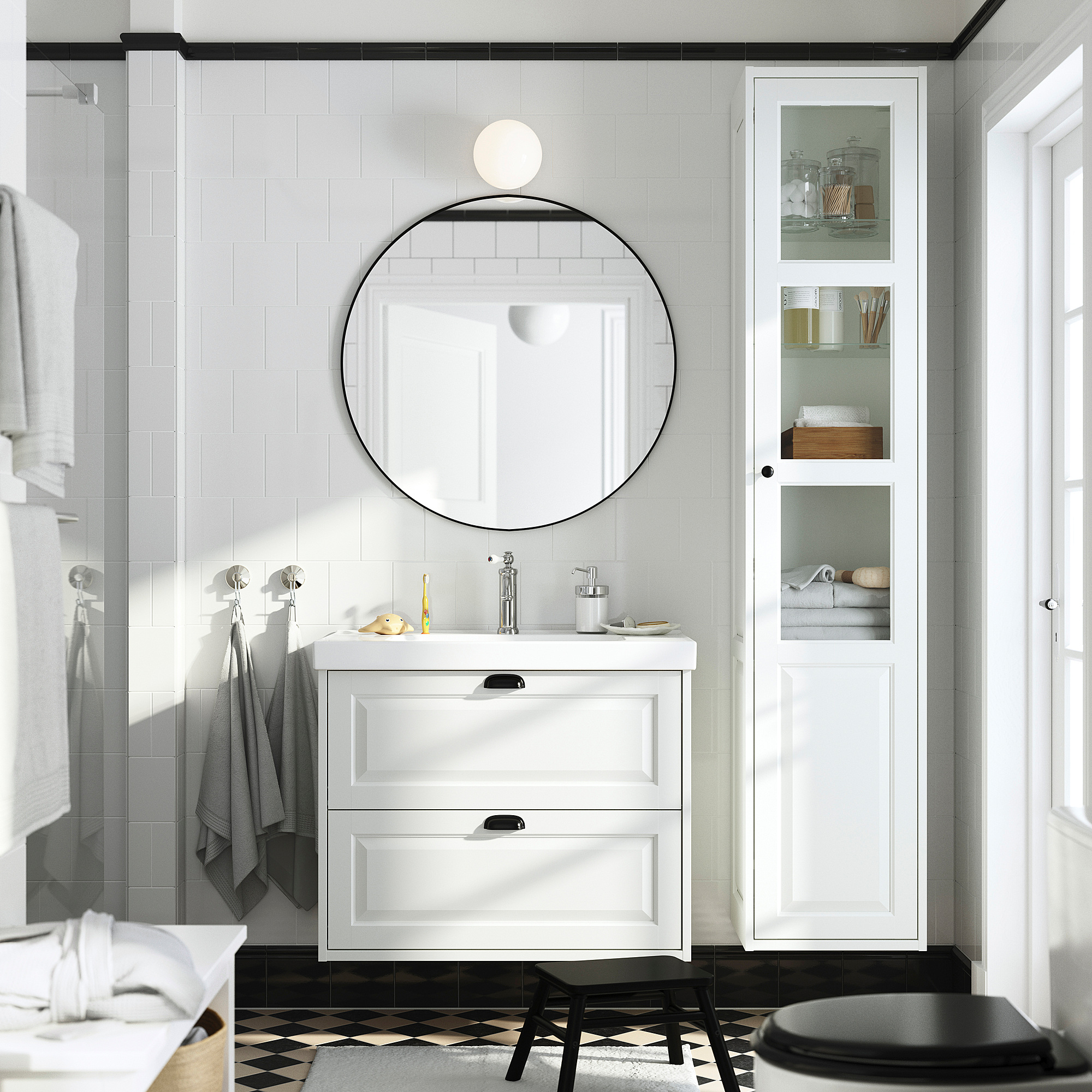 TÄNNFORSEN / ORRSJÖN Mobile lavabo/cassetti/lavabo/misc, bianco, 82x49x69 cm