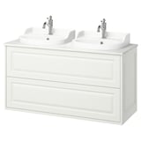 TÄNNFORSEN / RUTSJÖN Mobile lav/cassetti/lav/miscelatori, bianco/bianco effetto marmo, 122x49x76 cm