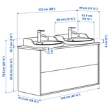 TÄNNFORSEN / RUTSJÖN Mobile lav/cassetti/lav/miscelatori, bianco/bianco effetto marmo, 122x49x76 cm