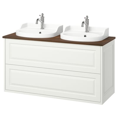 TÄNNFORSEN / RUTSJÖN Mobile lav/cassetti/lav/miscelatori, bianco/marrone effetto noce, 122x49x76 cm