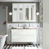 TÄNNFORSEN / RUTSJÖN Mobile lav/cassetti/lav/miscelatori, bianco/marrone effetto noce, 122x49x76 cm