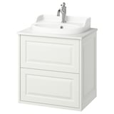 TÄNNFORSEN / RUTSJÖN Mobile lavabo/cassetti/lavabo/misc, bianco/bianco effetto marmo, 62x49x76 cm